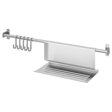 KUNGSFORS, rail with 5 hooks and tablet stand, 893.081.81