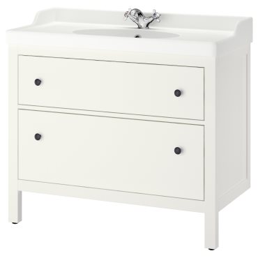 HEMNES/RUTSJON, βάση νιπτήρα με συρτάρια/νιπτήρα/μπαταρία, 102x49x95 cm, 895.468.27