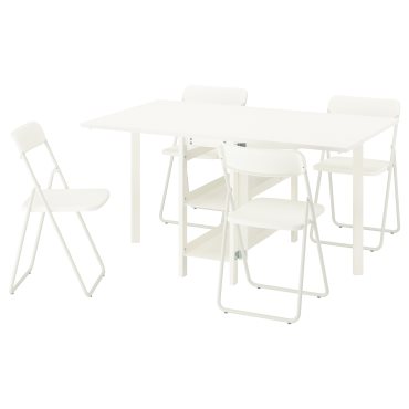 VIHALS, gateleg table and 4 folding chairs, 39/95/151x90 cm, 895.993.64