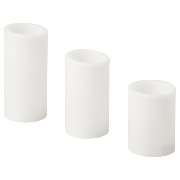 ÄDELLÖVTRÄD, block candle with built-in LED light source/indoor, set of 3, 905.202.61