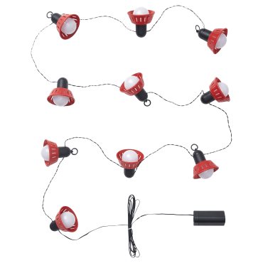SOMMARLÅNKE, lighting chain with built-in LED light source/10 bulbs/outdoor/battery-operated/Retro, 905.439.98