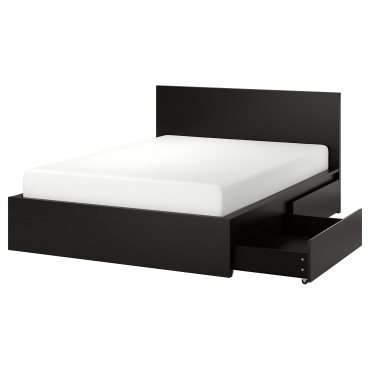 MALM, σκελετός κρεβατιού/ψηλός με 2 κουτιά αποθήκευσης, 180X200 cm, 991.762.79