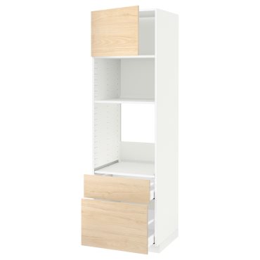 METOD, high cabinet for oven/microwave with door/2 drawers, 60x60x200 cm, 994.691.02