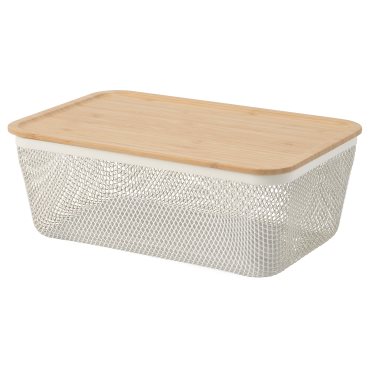 IKEA 365+, rectangular metal food storage basket with lid, 32x21x13 cm, 995.814.91