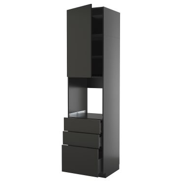 METOD/KNIVSHULT, ψηλό ντουλάπι για φούρνο με πόρτα/3 συρτάρια, 60x60x240 cm, 995.867.47