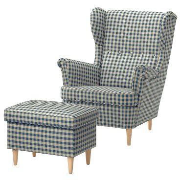 STRANDMON, wing chair with footstool, 995.903.39