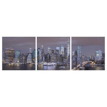 PJÄTTERYD, picture/faded nights/3 pack, 56x56 cm, 105.680.92