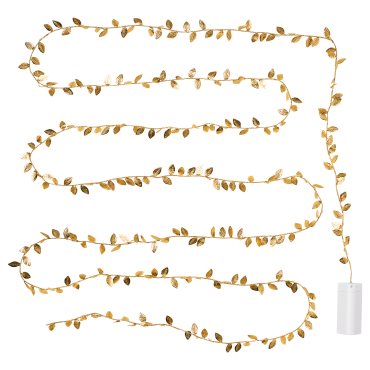 STRÅLA, lighting chain with built-in LED light source/battery-operated/leaf, 106.332.62