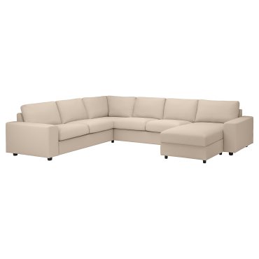 VIMLE, γωνιακός καναπές, 5θέσεων με σεζλόνγκ με πλατιά μπράτσα, 194.018.18