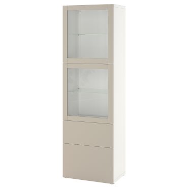 BESTÅ, storage combination with glass doors/drawers push open, 60x42x193 cm, 194.215.62