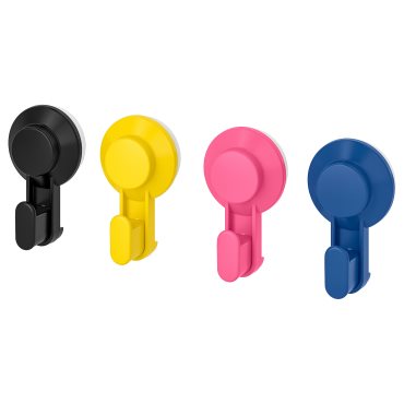 TISKEN, hook with suction cup, 4 pack, 203.812.73