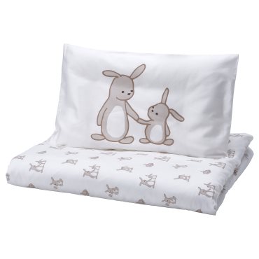 LEN, duvet cover 1 pillowcase for cot, 110x125/35x55 cm, 206.250.54