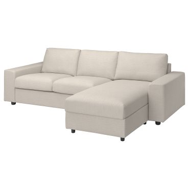 VIMLE, τριθέσιος καναπές με σεζλόνγκ με πλατιά μπράτσα, 294.012.95