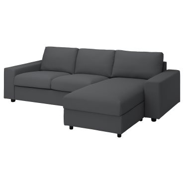VIMLE, τριθέσιος καναπές με σεζλόνγκ με πλατιά μπράτσα, 294.014.22