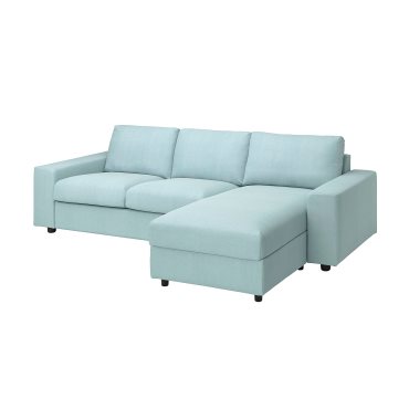 VIMLE, τριθέσιος καναπές με σεζλόνγκ με πλατιά μπράτσα, 294.014.55