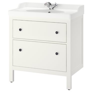 HEMNES/RUTSJON, wash-stand with drawers/wash-basin/tap, 82x49x95 cm, 295.376.42