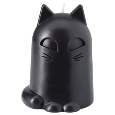KUSTFYR 2026, unscented pillar candle/cat, 12 cm, 306.263.69