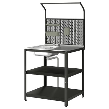 GRILLSKÄR, μονάδα νεροχύτη με πίσω επιφάνεια/εξωτερικού χώρου, 86x61x176 cm, 494.952.45