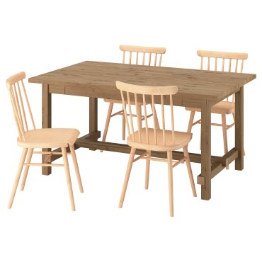 NORDVIK/HÖGV, table and 4 chairs, 152/223 cm, 496.101.46