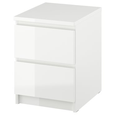 MALM, chest of 2 drawers/high-gloss, 40x55 cm, 503.365.52