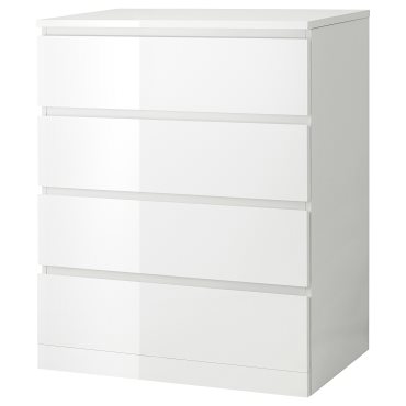 MALM, συρταριέρα με 4 συρτάρια/γυαλιστερό, 80x100 cm, 504.240.54