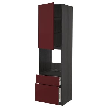 METOD/MAXIMERA, high cabinet for oven with door/2 drawers, 60x60x220 cm, 594.690.76