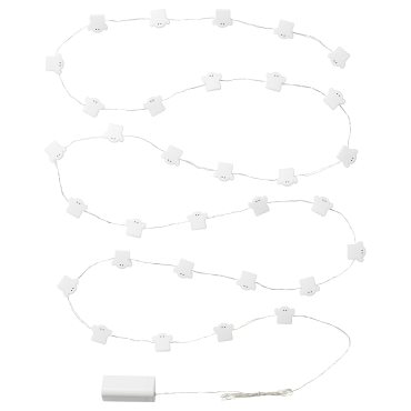 KUSTFYR, γιρλάντα με ενσωματωμένο φωτισμό LED/32 λαμπτήρες/φάντασμα/λειτουργία με μπαταρία εσωτερικού χώρου, 606.054.50