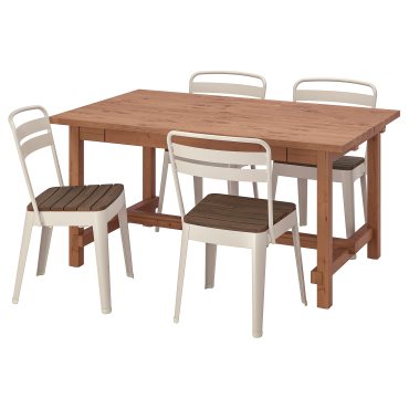 NORDVIKEN/NORRM, table and 4 chairs, 152/223x95 cm, 794.261.80