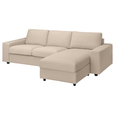 VIMLE, τριθέσιος καναπές με σεζλόνγκ με πλατιά μπράτσα, 894.014.19