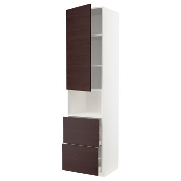 METOD, high cabinet for microwave with door/2 drawers, 60x60x240 cm, 894.575.76