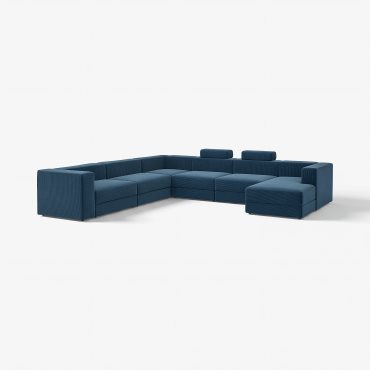 JÄTTEBO, U-shaped sofa 7-seat with chaise longue/right with headrests, 896.084.05