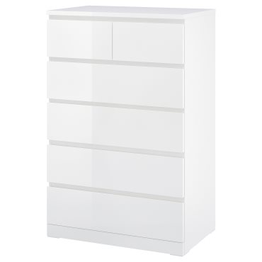 MALM, συρταριέρα με 6 συρτάρια/γυαλιστερό, 80x123 cm, 904.811.70