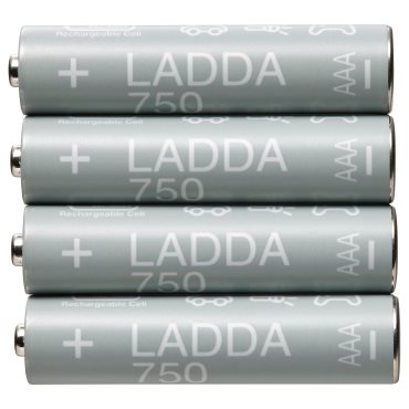 LADDA, rechargeable battery HR03 AAA 1.2V, 4 pack, 905.098.19