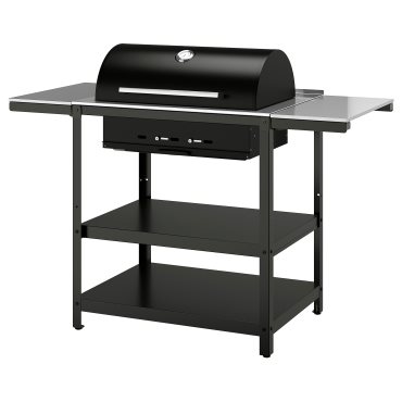 GRILLSKÄR, charcoal barbecue with 2 side tables, 994.952.24