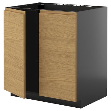METOD, base cabinet for sink/2 doors, 80x60 cm, 995.884.21