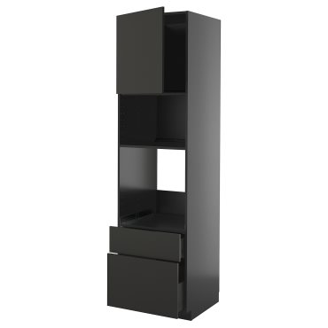 METOD/KNIVSHULT, high cabinet for oven/microwave with door/2 drawers, 60x60x220 cm, 195.867.46