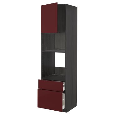 METOD/MAXIMERA, high cabinet for oven/microwave with door/2 drawers, 60x60x220 cm, 294.655.79