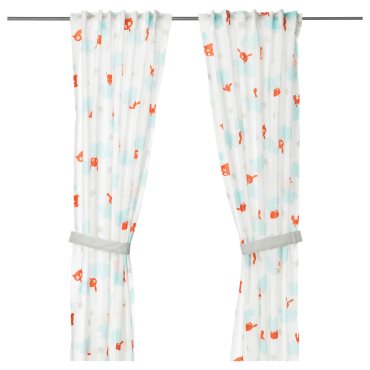 STJÄRNBILD, curtains with tie-backs, 1 pair, 303.196.19
