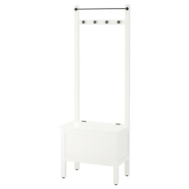HEMNES, πάγκος αποθήκευσης με ράγα/4 άγκιστρα, 303.966.55