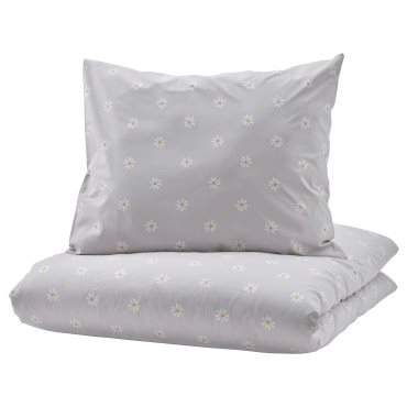 NATTSLÄNDA, duvet cover and pillowcase/floral pattern, 150x200/50x60 cm, 305.080.21
