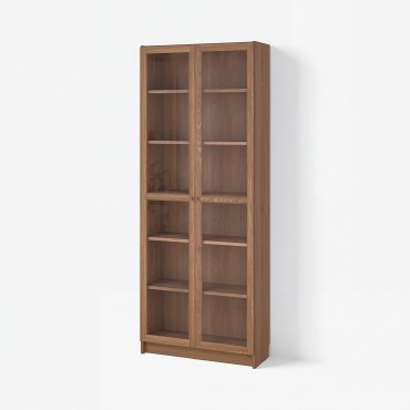 BILLY/OXBERG, bookcase with glass doors, 80x30x202 cm, 394.833.18