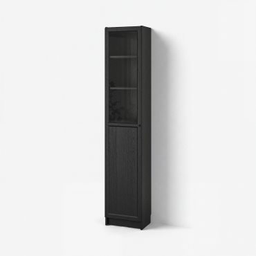 BILLY/OXBERG, bookcase with panel/glass door, 40x30x202 cm, 394.833.37