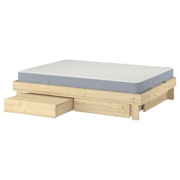 GLAMBERGET, bed frame with storage and mattress, 120x200 cm, 395.684.78