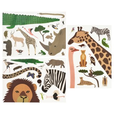 SANDLÖPARE, decoration stickers/animals on the savannah, set of 3, 406.032.25