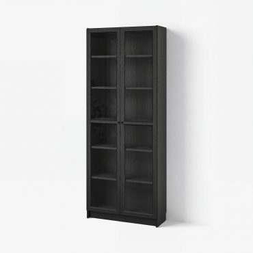 BILLY/OXBERG, bookcase with glass doors, 80x30x202 cm, 594.833.17