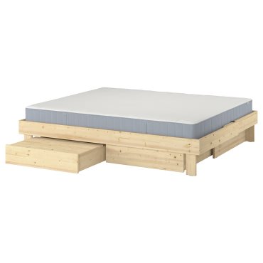 GLAMBERGET, bed frame with storage and mattress, 140x200 cm, 595.684.82
