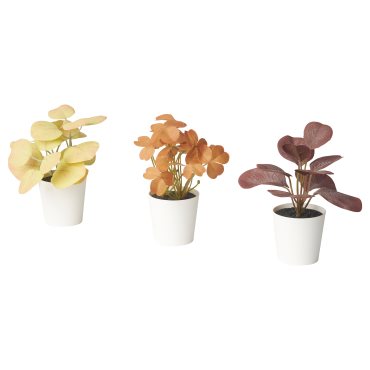FEJKA, artificial potted plant with pot/in/outdoor/leaves/set of 3, 6 cm, 605.824.77