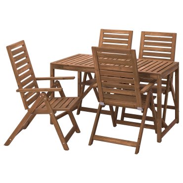 NÄMMARÖ, table with 4 reclining chairs outdoor, 140 cm, 695.443.96