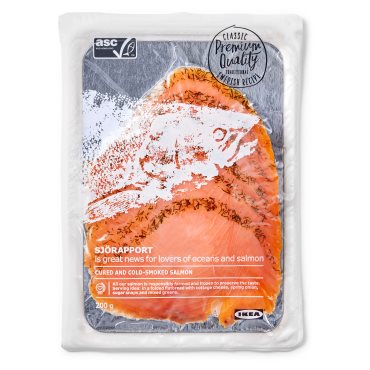 SJÖRAPPORT, cured cold smoked salmon/ASC certified/frozen, 250 g, 703.603.34