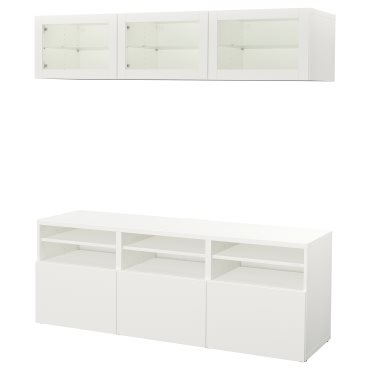 BESTÅ, TV storage combination/glass doors/drawers soft closing, 180x42x192 cm, 794.071.91